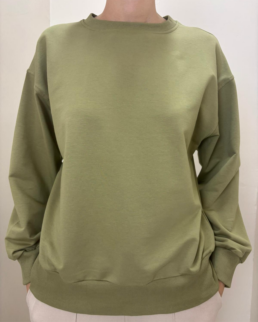 %100 Pamuk Yeşil Sweatshirt - Kadın