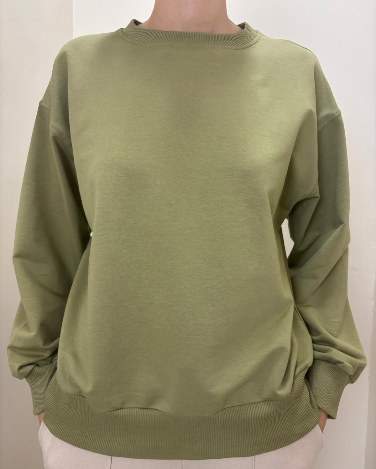%100 Pamuk Yeşil Sweatshirt - Kadın