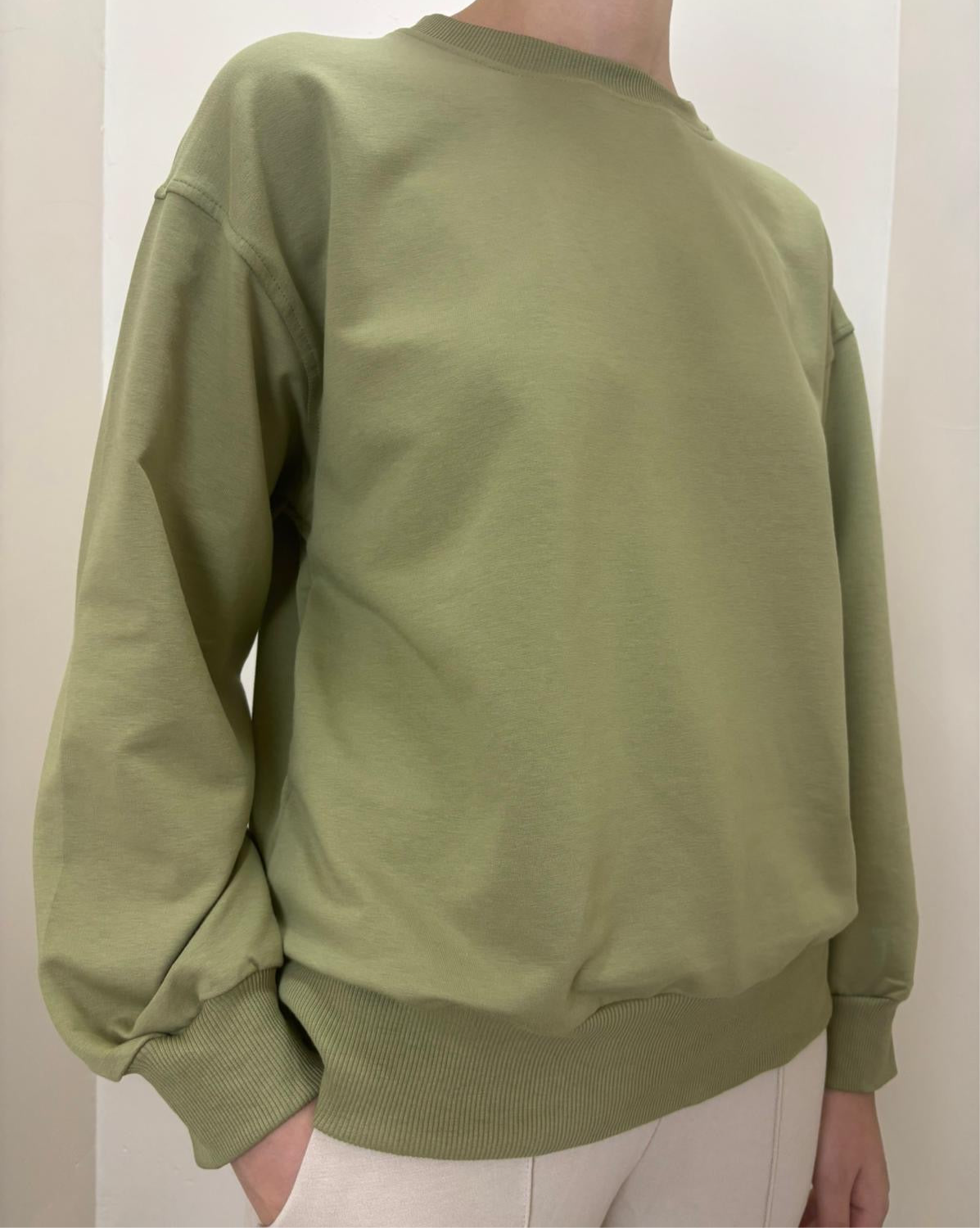 %100 Pamuk Yeşil Sweatshirt - Kadın