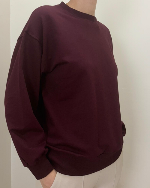 %100 Pamuk Bordo Sweatshirt - Kadın