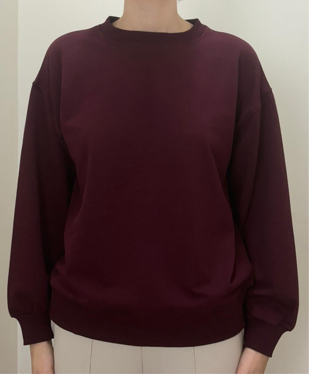 %100 Pamuk Bordo Sweatshirt - Kadın