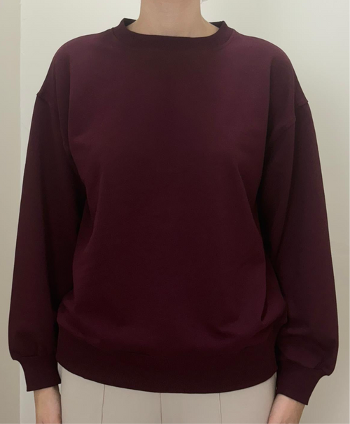 %100 Pamuk Bordo Sweatshirt - Kadın