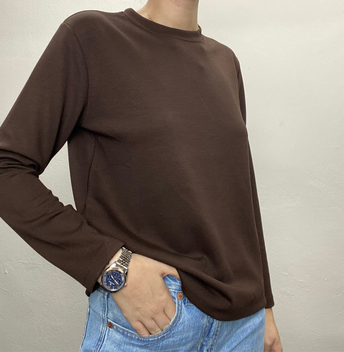 Uzun Kollu Sweatshirt - Kahverengi