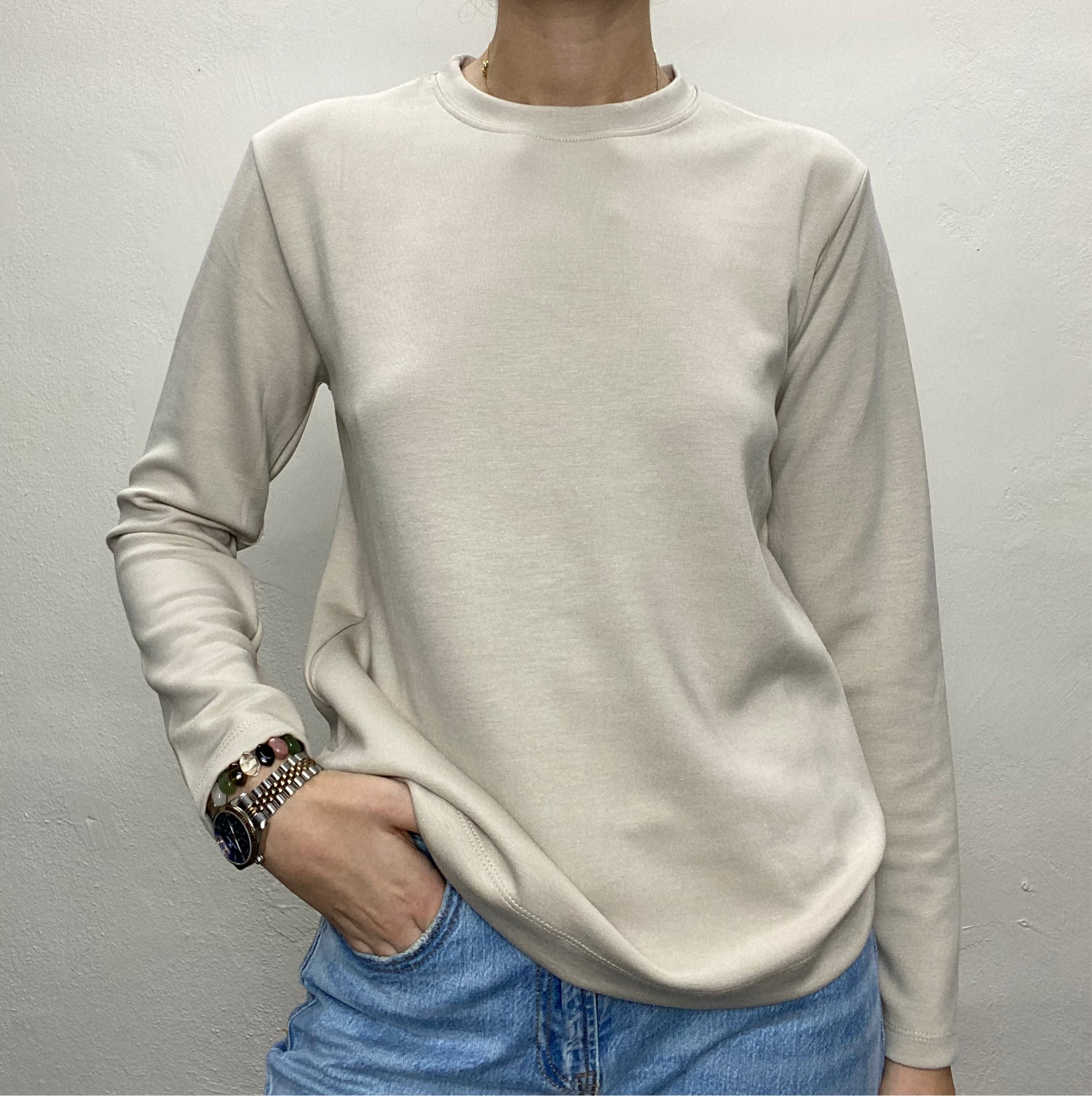 Uzun Kollu Sweatshirt - Krem